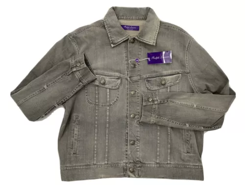 Ralph Lauren Purple Label Gray Denim Jacket Size XL Made in Italy