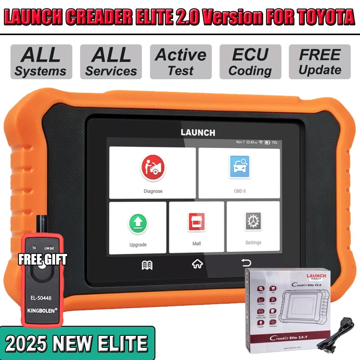 2026LAUNCH Creader Elite V3 FOR TOYOTA All Systems Car OBDII