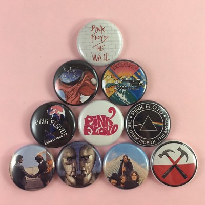 Pink Floyd 1'' Button Pin Set Roger Waters David Gilmour The Wall Dark Side Moon