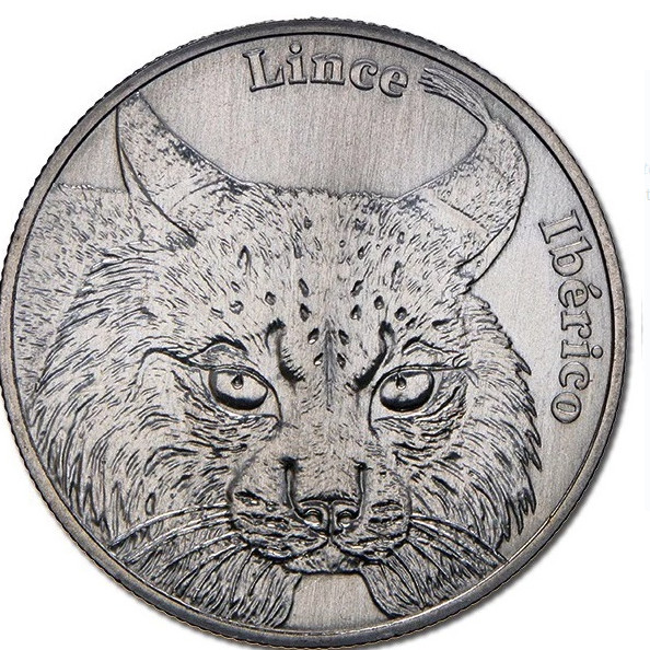 Moneda Portugal 5€ euro 2016 lince ibérico gato animal descansando sobre una roca 52k vintage