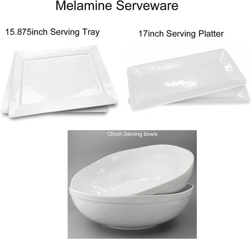Durable White Melamine Serving Tray Set - Perfect for Parties, Buffets, & More - Picture 7 of 7