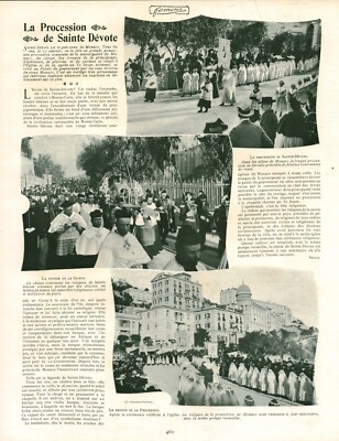 Document ancien la procession de Sainte Dévote 1903 issu de magazine