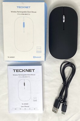 TECKNET 2.4 GHz Wireless Rechargeable Silent Mouse TK-MS001 Black