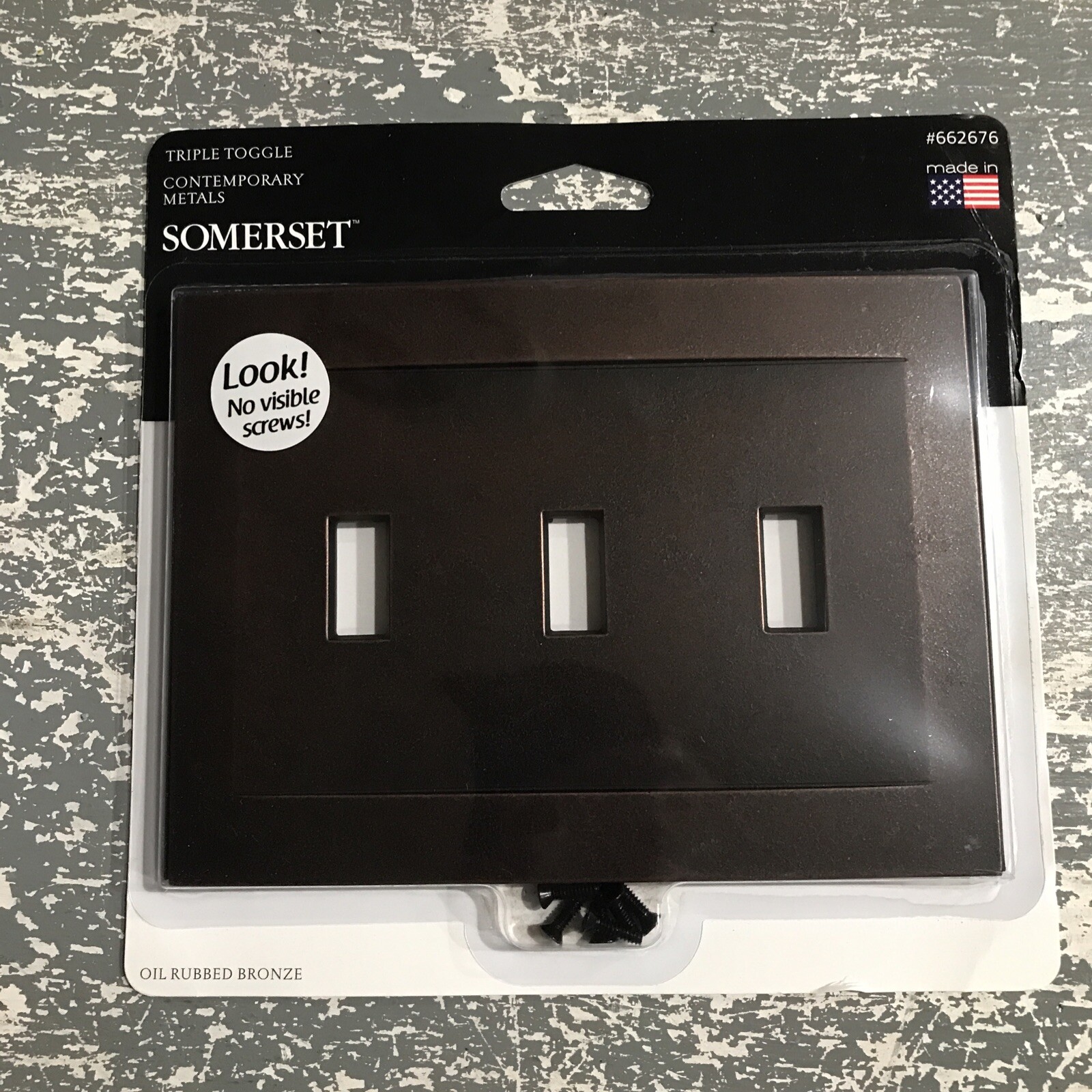 Oil Rubbed Bronze Triple Toggle Light Switch Wall plate NO VISIBLE