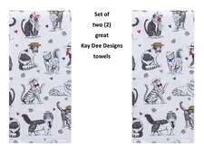 Set of 2 KAY DEE DESIGNS Cats All Over R7495 Dual Purpose Terry Towels~16x26″