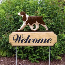 Springer Spaniel Wood Welcome Outdoor Sign Liver