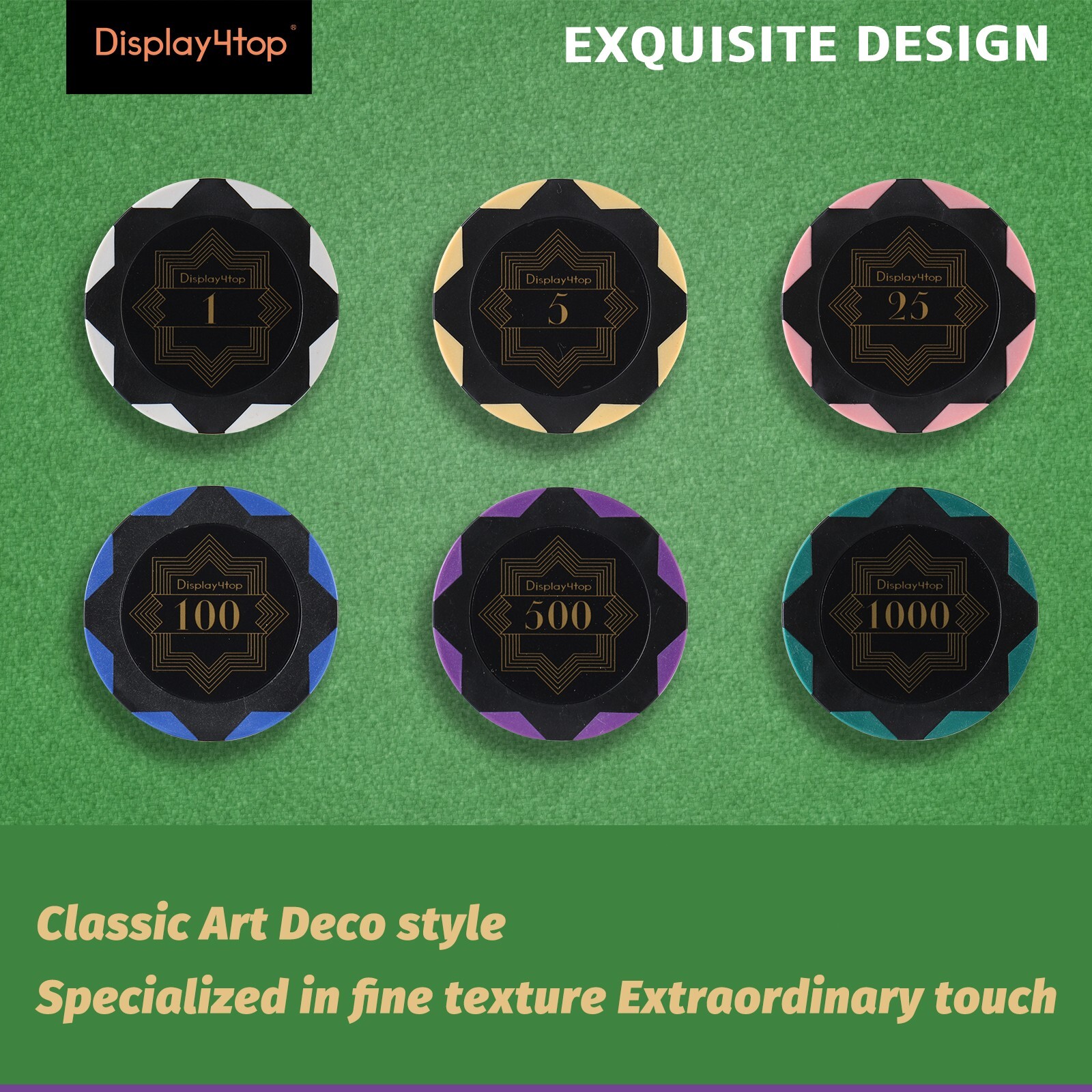 500 Pieces Numbered Clay 13.5g Poker Chips Set for Texas Holdem with