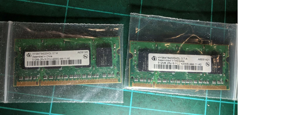 INFINEON HYS64T64020HDL-3.7-A 1GB (2x512MB) NOTEBOOK SODIMM DDR2 PC4200S  - Image 3 of 3