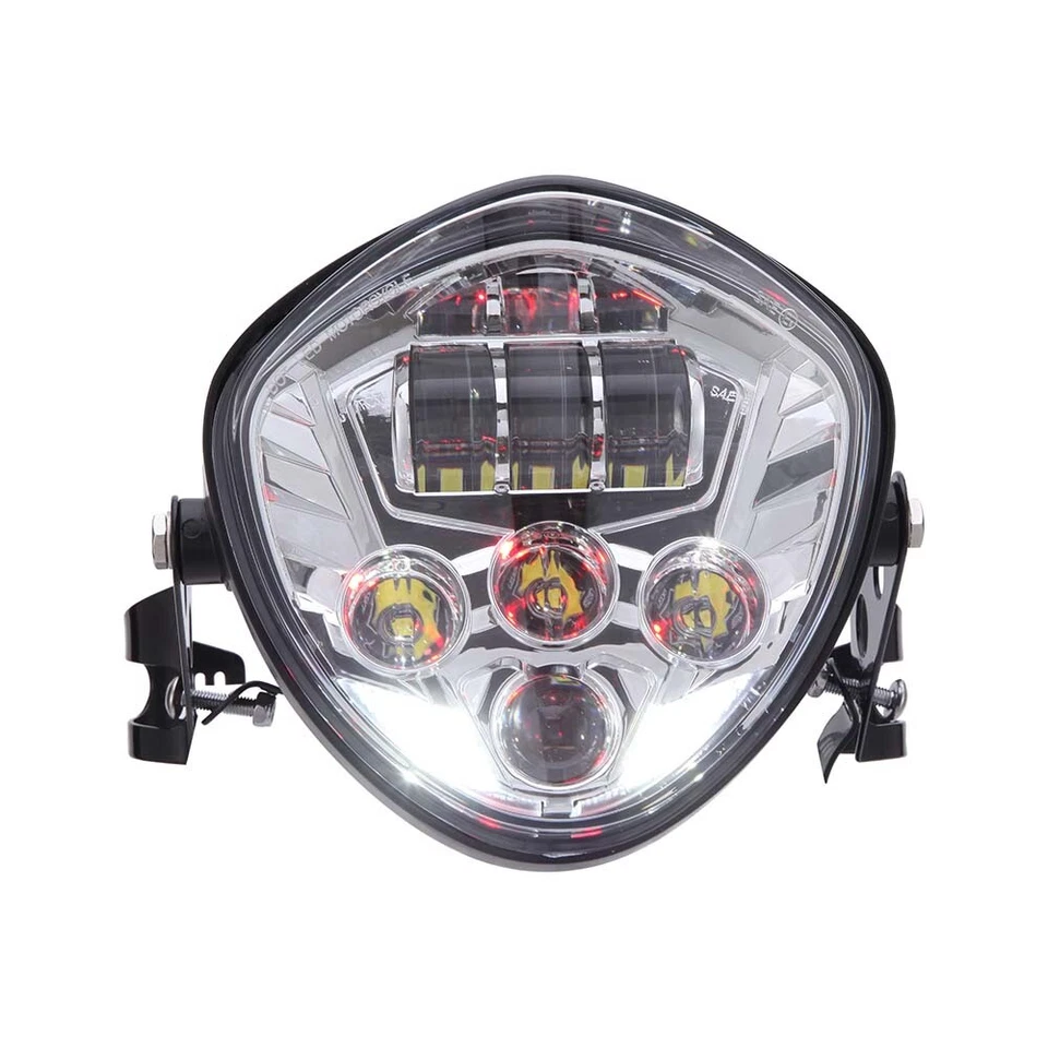 For K75 R100 Bobber Cafe Racer 7" LED Headlight Hi/Lo Beam Red DRL w/ Bracket - Image 4 of 4