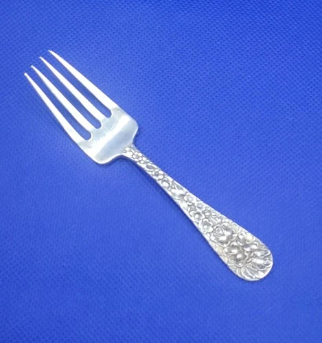 Sterling Silver Repousse  child  fork  4.5"  long   grams 23.95 grams
