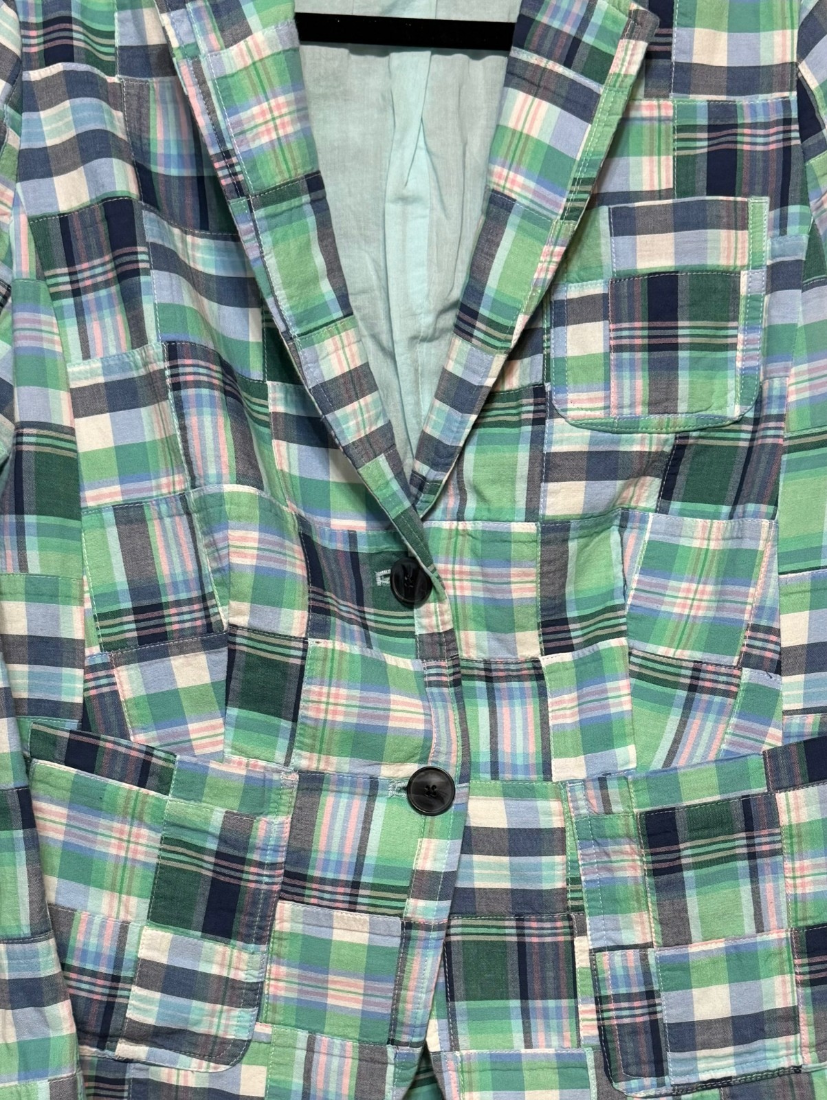 Talbots Madras Plaid Cotton Patchwork Blazer Jack… - image 5