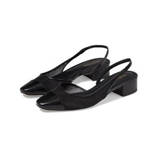 Veronica Beard Cecile Black Mesh Cap Toe Slingback Block Heels Women Size 7.5