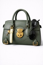 Steve Madden Sage Green Satchel Bag  Sunglasses Set Gold Hardware Key Charm NWT