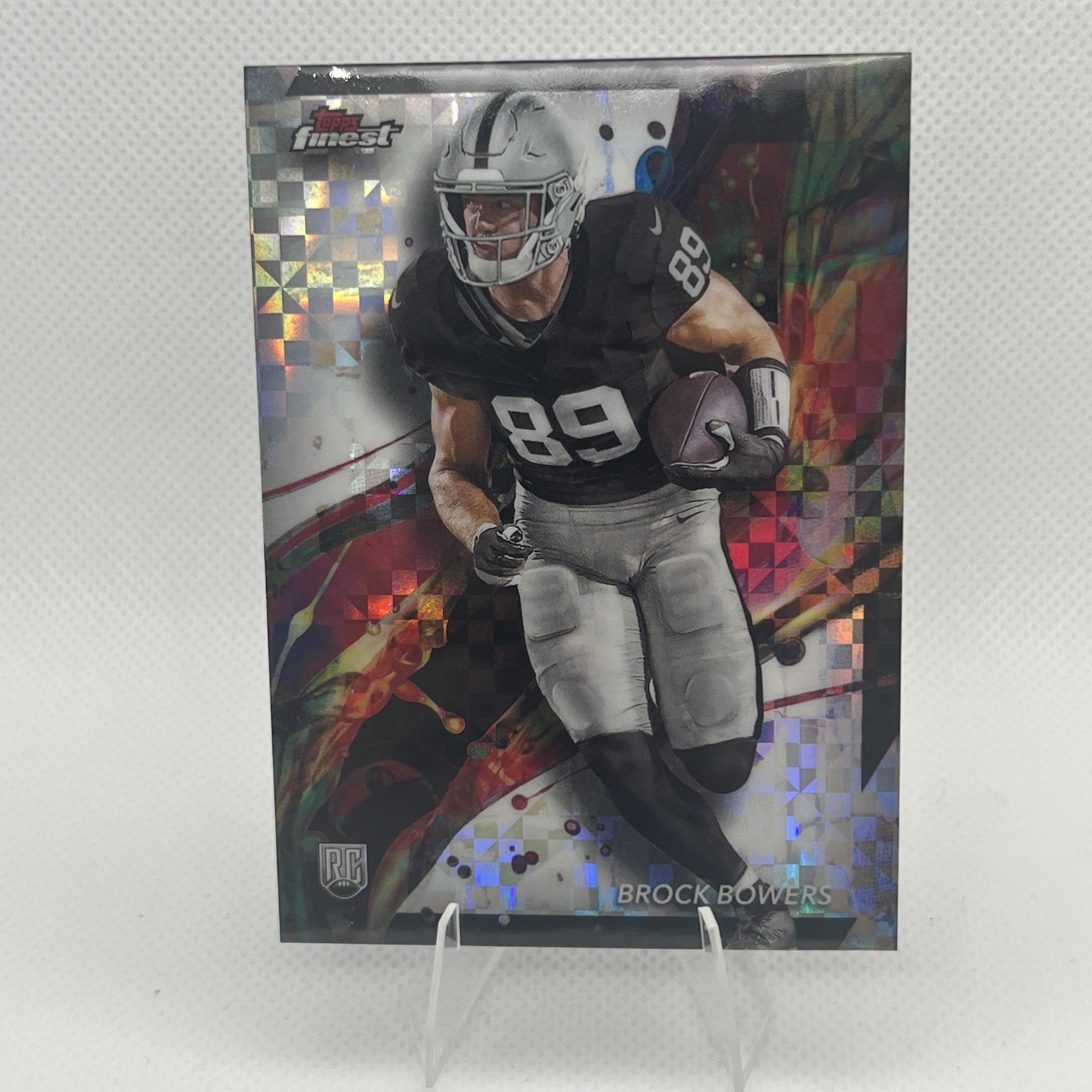 2024 Topps Finest Brock Bowers X-Fractor (RC) Checkerboard #82 Raiders Rookie