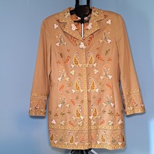 Coldwater Creek Y2k Embroidered Boho Art to Wear Paisley Jacket Sz 14