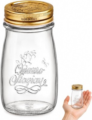 Quattro Stagioni Bottle, 6.75 Oz - Glass Storage Jar with Airtight Twist Lid for