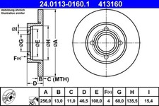 2x Bremsscheibe voll 24.0113-0160.1 ATE für AUDI 90 B3 100 C2 Avant