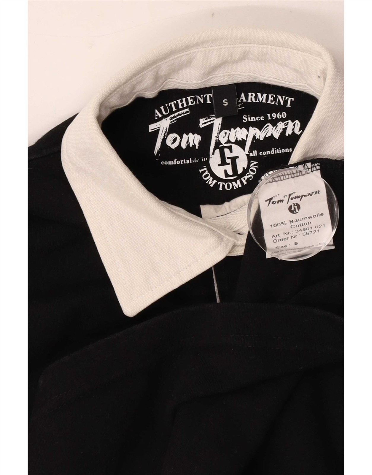Tom Tompson Mens Graphic Rugby Polo Shirt Small Black Colourblock BY08 image 3