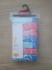 Marks & Spencer Girls 7 PACK Cotton Shorts Knickers With Stretch Age 9-10 Multi