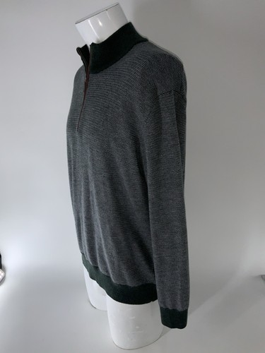 UNTUCKit 1/4 Zip Sweater Men’s XL Gray Green Belguardo Merino Wool YGI R5-98 - Picture 4 of 13