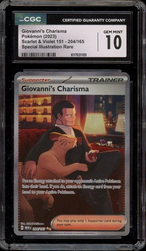 Pokemon Giovanni's Charisma 151 MEW EN Special Illustration Rare #204 CGC 10