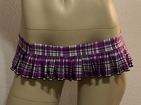 Sexy Micro Mini Purple Plaid Pleated Skirt Lingerie Rave Exotic Dancer Stripper