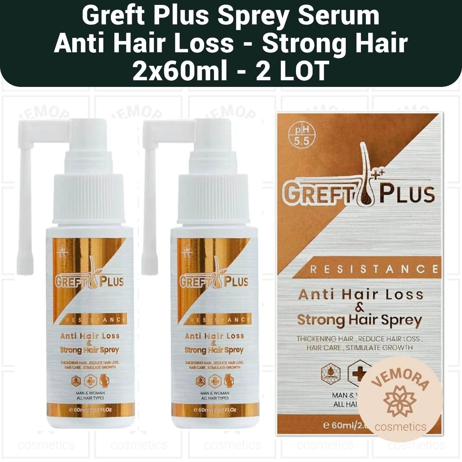 Greft Plus Anti Hair Loss & Strong Hair Spray - 2×60ml