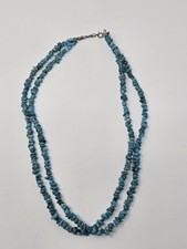 925 Turquoise Beaded Double Strand Necklace 16 Inches