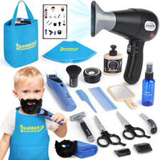Barber Shop Pretend Play Toy, Kids Hair Salon Toys, Kids Shaving Kit for Boys Ag