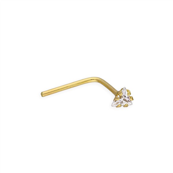 9K Gold & Klar Cz Kristall 0,64 Mm Dreieck L-FöRmiger Nasenstecker-image