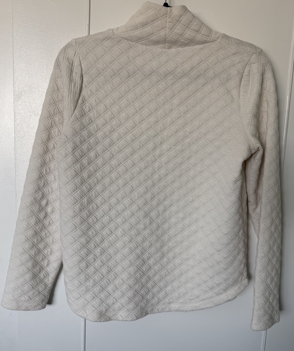 J.Crew Off White Cream Quilted Pullover XS Textured Elevated Casual Sweatshirt thumbnail 5