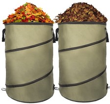 Collapsible 30 Gallon Lawn Leaf Bag - Pop-Up Trash Can for Yard Waste 2 Pack