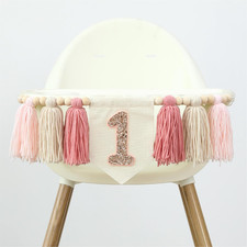 Handmade Boho Pink 1St Birthday High Chair Banner First Highchair Banner for Bab