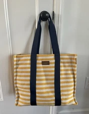 Sun N Sand Striped Tote Bag with Navy Straps