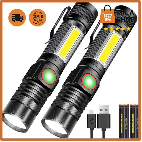 Taschenlampe Led Aufladbar Magnet Cob Seitenlicht Zoombar Helles 3000 Lumen Usb-image