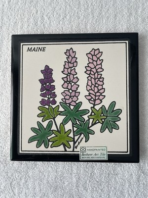 Hand painted Besheer Art Tile  Maine   Made In Bedford New Hampshire USA