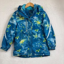 ZeroXposur Girls Blue Floral Hooded Winter Jacket Puffer Coat Size M 10/12
