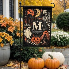 Personalized Custom Family Name Fall Halloween Garden Flag 12 18/28 40 Inch