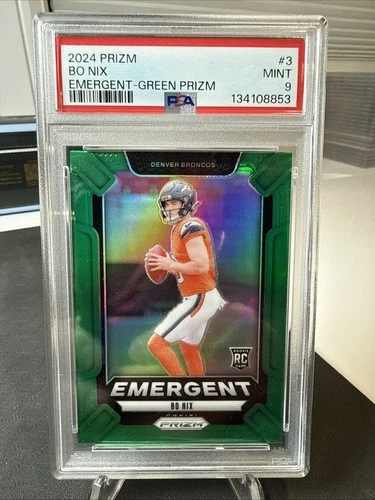 2024 Prizm Bo Nix RC PSA 9 Emergent Green Prizm 🔥🔥🔥💵💵