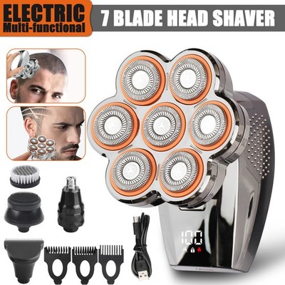 5-in-1 7D Rotary Electric Shaver Rechargeable Bald Head Hair&Beard Trimmer Razor