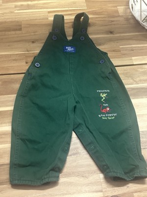 BABY B'GOSH 19 Mos Infant Green Overalls Preserve Rain Forest Frog USA Vintage