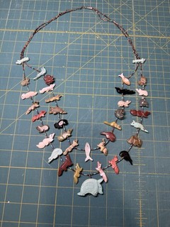 Vintage Carved Stone Animal Fetish Necklace – Native Style 31” With Armadillos!