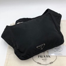 Prada Triangle Logo Nylon Shoulder Bag Black Women's Pre-owned From Japan