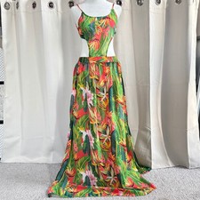 Tropical Dress Medium Tropicana Cut Out Maxi Beach Floral Resort Flowy 20250