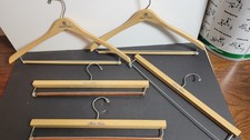 Lot Of 5 Wooden Suit Hangers Pants Vintage Natural Wood Brooks Brothers