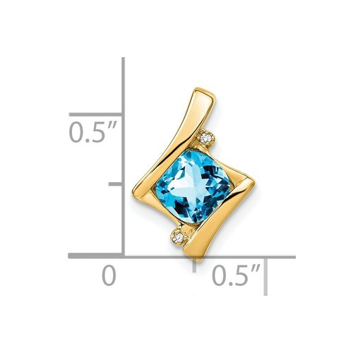 14K Yellow Gold Blue Topaz & Diamond Pendant PM7033-BT-001-YA - Picture 3 of 4