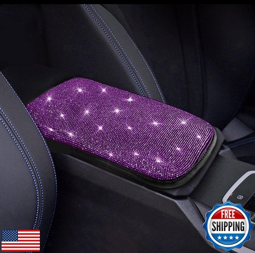 FUNOJOY Purple Car Accessories for Women Girls Diamond Rhinestone Car Armrest
