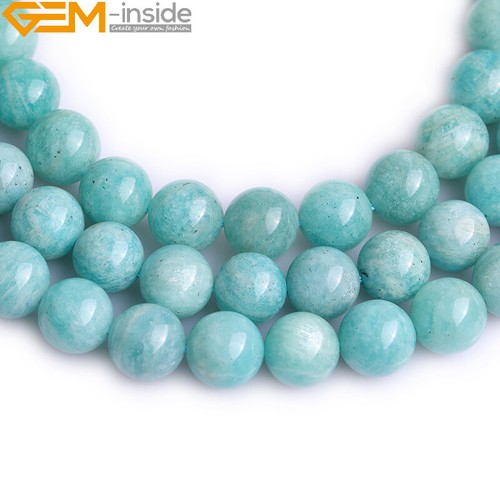 Blue Green Brazilian Amazonite Natural Stone Round Loose Beads Jewelry Making - Picture 22 of 31