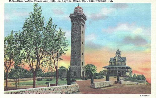 Reading Pennsylvania PA ~ Observation Tower & Hotel on Skyline Dr. Mt. Penn UNP