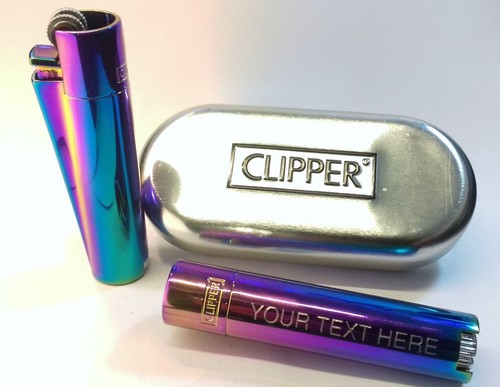 CLIPPER Engraved Metal RAINBOW Personalised Lighter Birthday Christmas Gift D - Picture 2 of 11